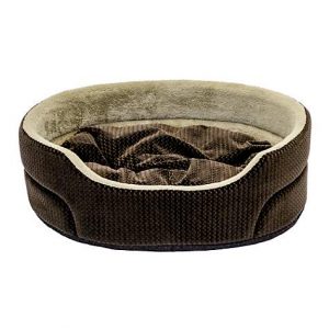 Dallas Manufacturing ZigZag Oval Brown Piping Dog Bed, 19″ L X 16″ W