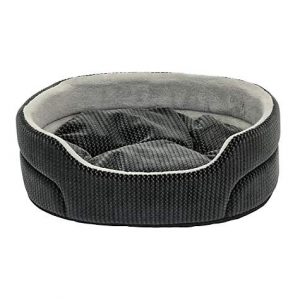 Dallas Manufacturing ZigZag Oval Gray Piping Dog Bed, 19″ L X 16″ W