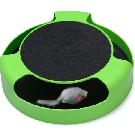 FYNIGO Cat Interactive Toys with a Running Mice and a Scratching Pad,Catch The Mouse,Cat Scratcher Catnip Toy,Green