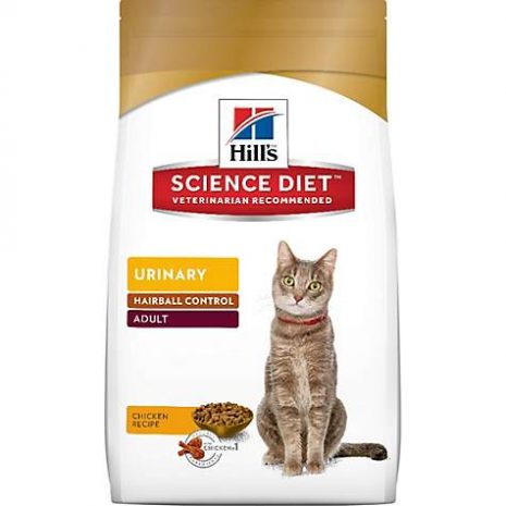Hill's Science Diet Urinary Hairball Control Adult Chicken Dry Cat Food, 15.5 lbs.