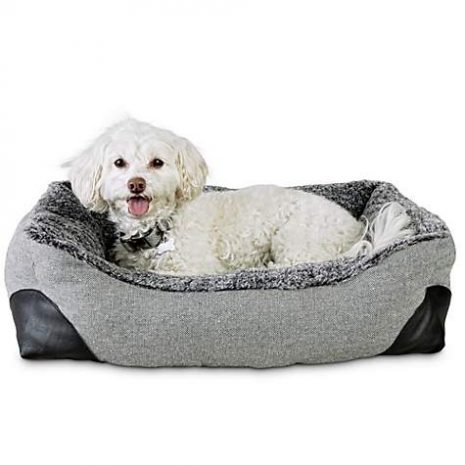 Modern Luxe Stone Herringbone Box Dog Bed, 24 L X 18 W X 6 H