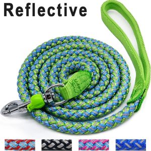 Mycicy Mountain Climbing Rope Dog Leash, 6 Foot Reflective Nylon Braided Heavy Duty Dog Training Leash for Large and Medium Dogs Walking Leads (Green)