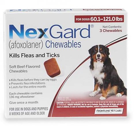 NexGard Chewables - Orange for Dogs 60.1 to 121 lbs., 3 Pack
