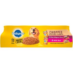 PEDIGREE Chopped Ground Dinner Filet Mignon Flavor & With Beef Adult Canned Wet Dog Food Variety Pack, (12) 13.2 oz. Cans