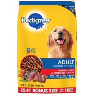 PEDIGREE Complete Nutrition Adult Dry Dog Food Grilled Steak & Vegetable Flavor, 20.4 lb. Bag