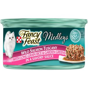 Purina Fancy Feast Medleys Wild Salmon Tuscany With Long Grain Rice & Garden Greens Adult Wet Cat Food – (24) 3 Oz. Cans