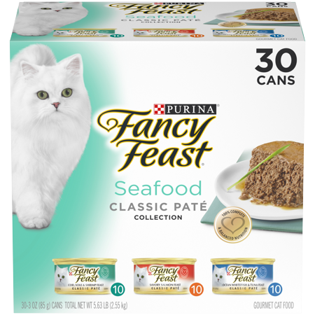 Purina Fancy Feast Seafood Classic Pate Wet Cat Food Variety Pack - (30) 3 oz. Cans