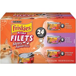 Purina Friskies Prime Filets Meaty Favorites Adult Wet Cat Food Variety Pack, 5.5 oz., Count of 24