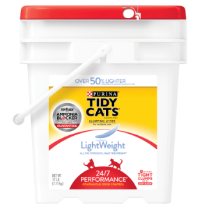 Purina Tidy Cats LightWeight 24/7 Performance for Multiple Cats Clumping Dust Free Cat Litter – 17 lb. Pail