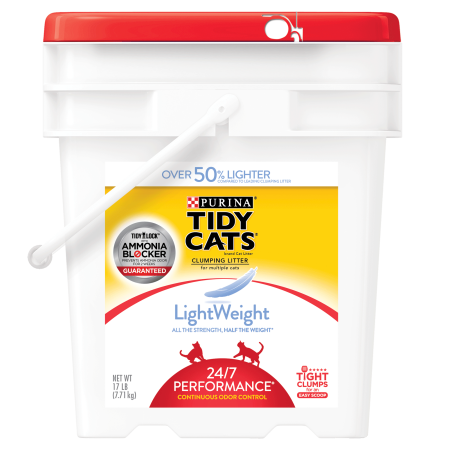 Purina Tidy Cats LightWeight 24:7 Performance for Multiple Cats Clumping Dust Free Cat Litter - 17 lb. Pail