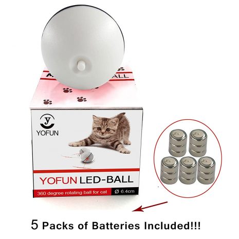 YOFUN Interactive Cat Toy 360 Degree Self Rotating Ball Automatic Light Toy for Pet